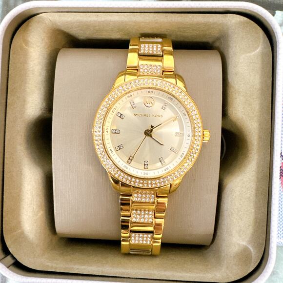 Michael Kors MK4575 Tibby Three-Hand Glitz Gold Steel Strap Watch main image 6